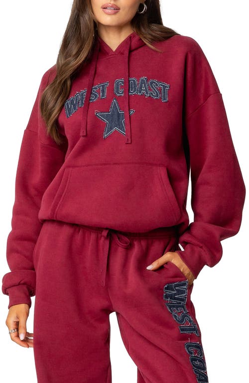 Shop Edikted West Coast Hoodie In Burgundy
