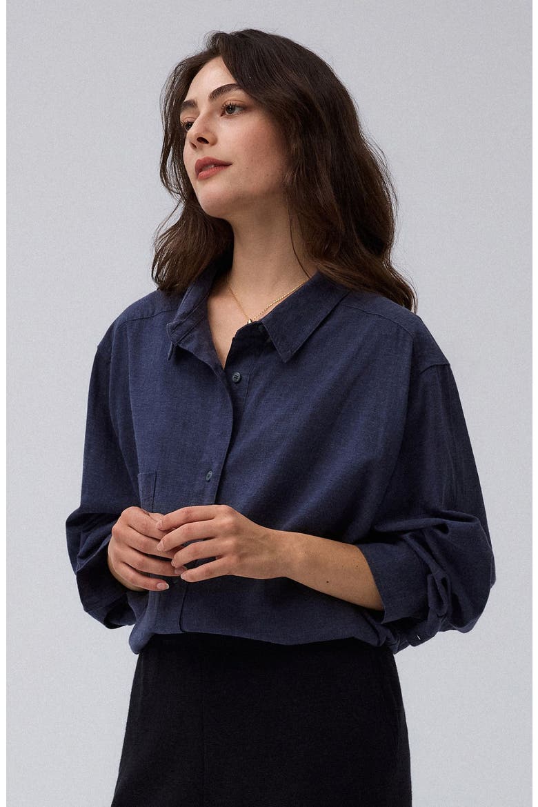 Lyricist Oversized Shirt, Alternate, color, indigo blue