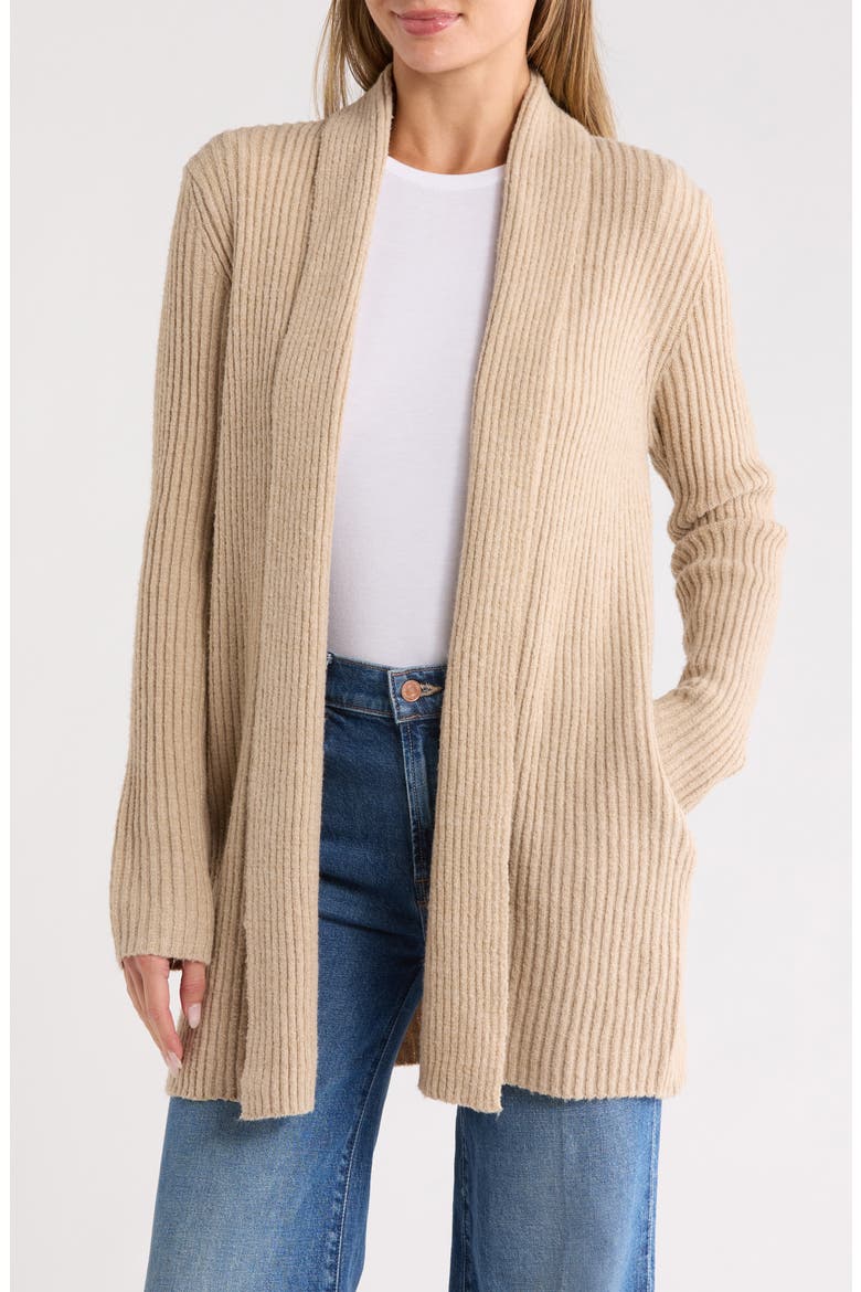 Rib Knit Sweater Cardigan, Main, color, OATMEAL