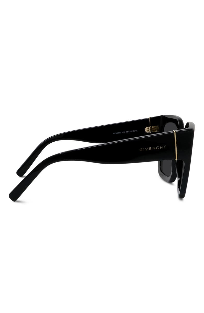 Givenchy Bold 53mm Square Sunglasses, Alternate, color, Shiny Black / Smoke