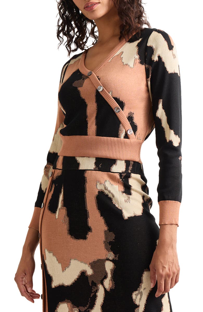 Misook Button Detail Jacquard Sweater, Alternate, color, 