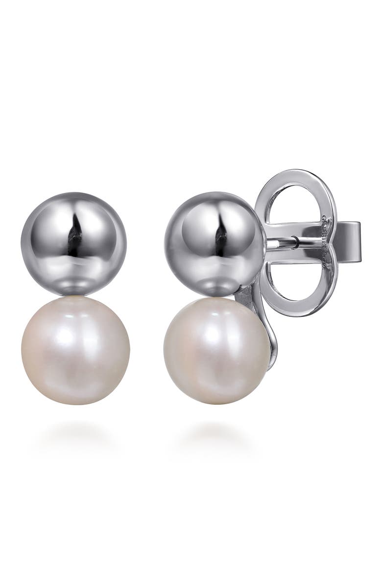 Bujukan Pearl Stud Earrings, Main, color, STERLING SILVER