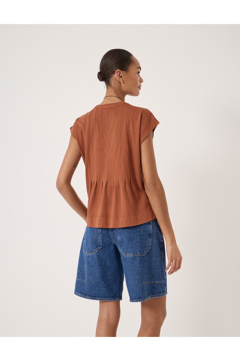Ellery Pleat Release T-Shirt, Alternate, color, Terracotta Brown
