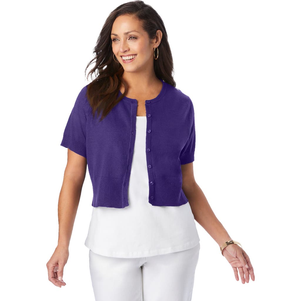 Jessica London Jewel-neck Shrug In Purple