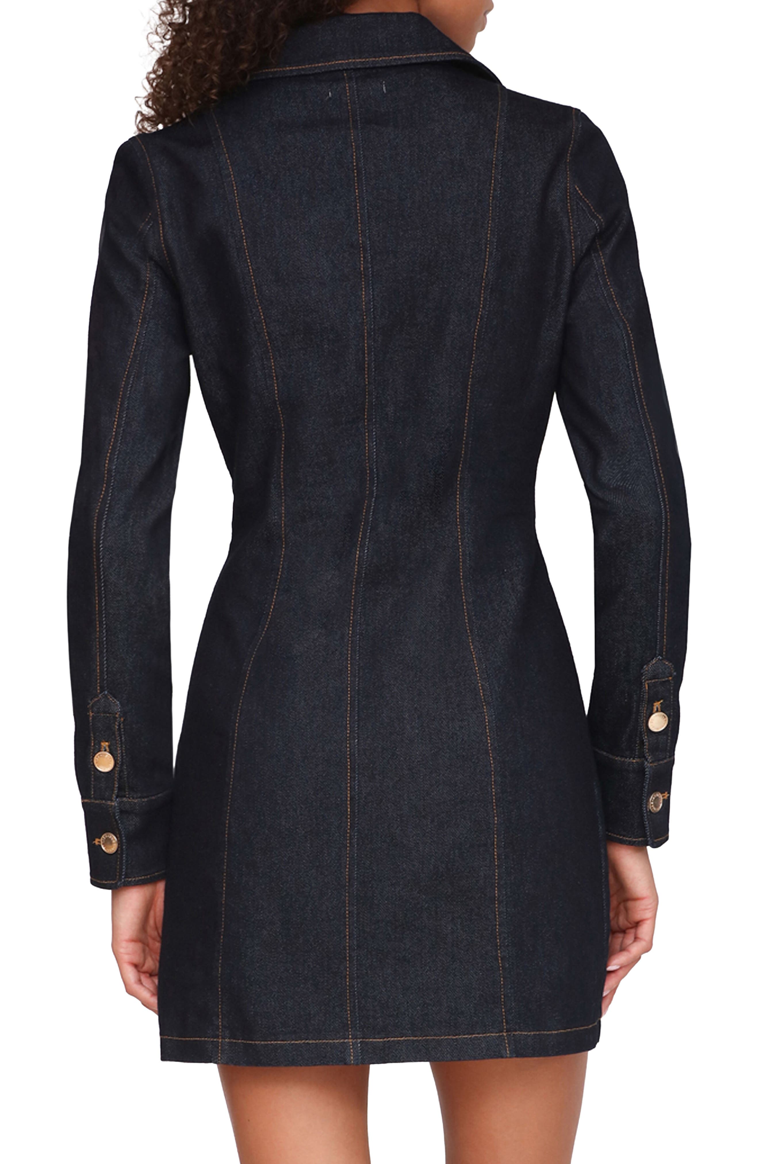 Seamed Stretch Denim Shirtdress
