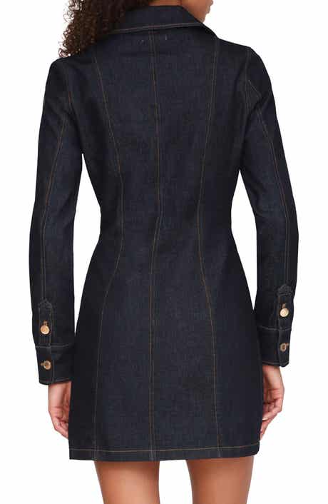 Seamed Stretch Denim Shirtdress