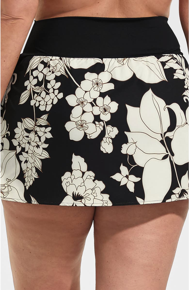 Lands' End Pinchless Mini Swim Skort, Alternate, color, Black/Egret Lilies