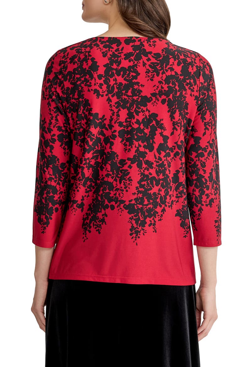 Pleated Keyhole Top, Alternate, color, FIRE RED MULTI