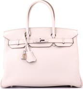 Pre-Owned Hermes Birkin Handbag Light Togo with Palladium Hardware 30