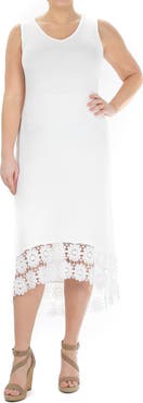Nina Leonard Sleeveless V-Neck High/Low Dress