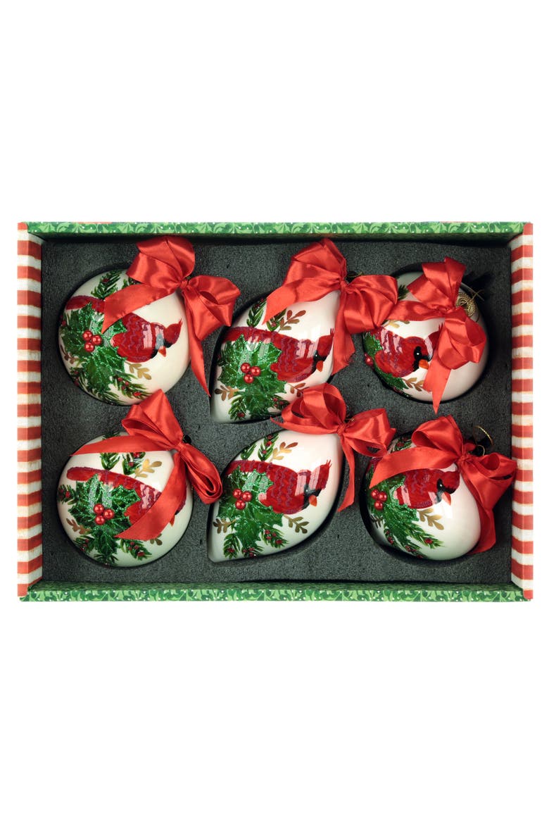 Holiday Cardinal Ornament, Box of 6, Alternate, color, Red