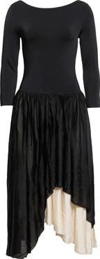 Maria McManus Boat Neck Colorblock Midi Dress