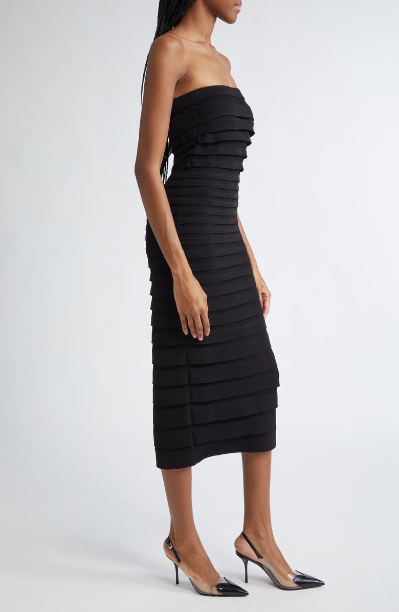 Alaïa 3D Stripe Strapless Midi Dress, Alternate, color,