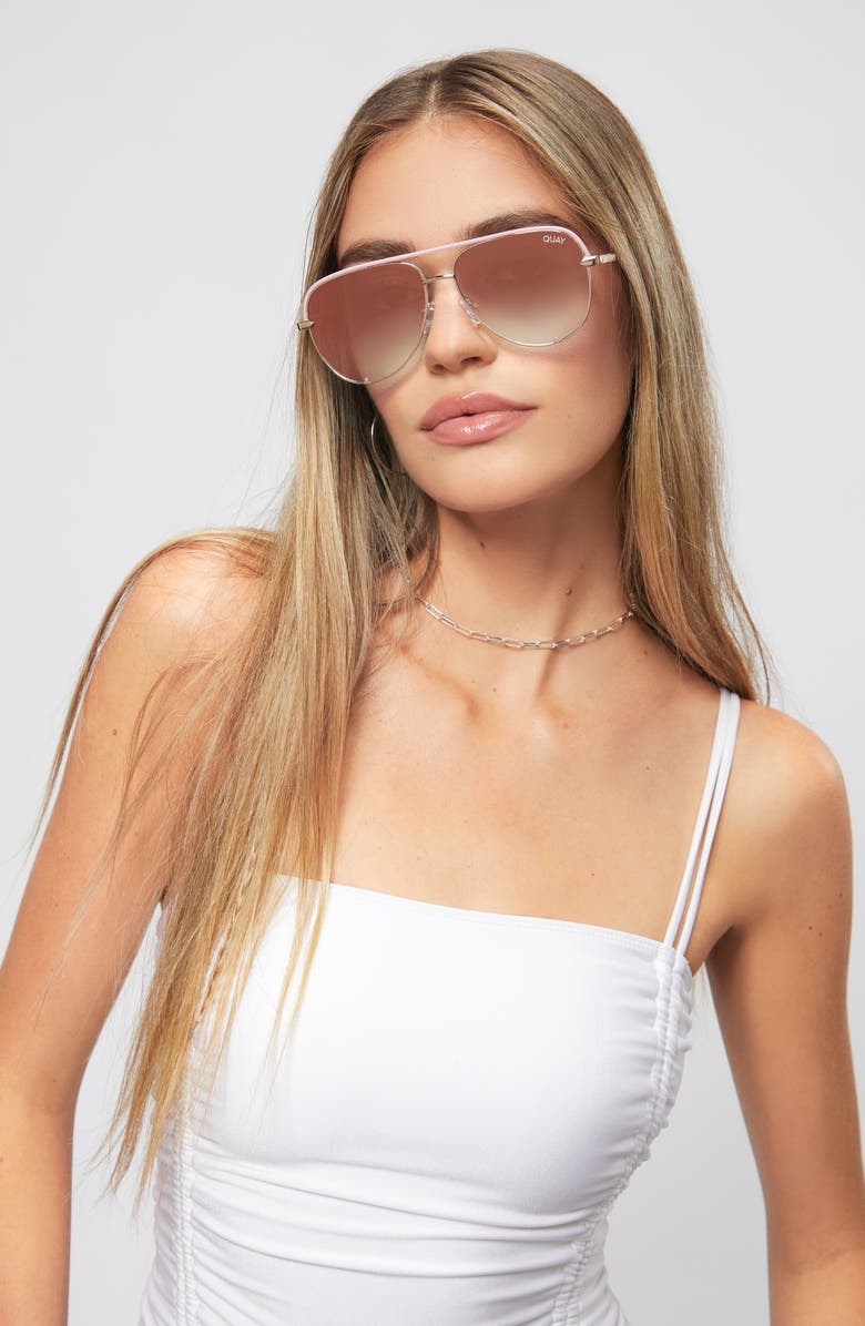 QUAY High Key Contrast 55mm Gradient Aviator Sunglasses, Alternate, color, 