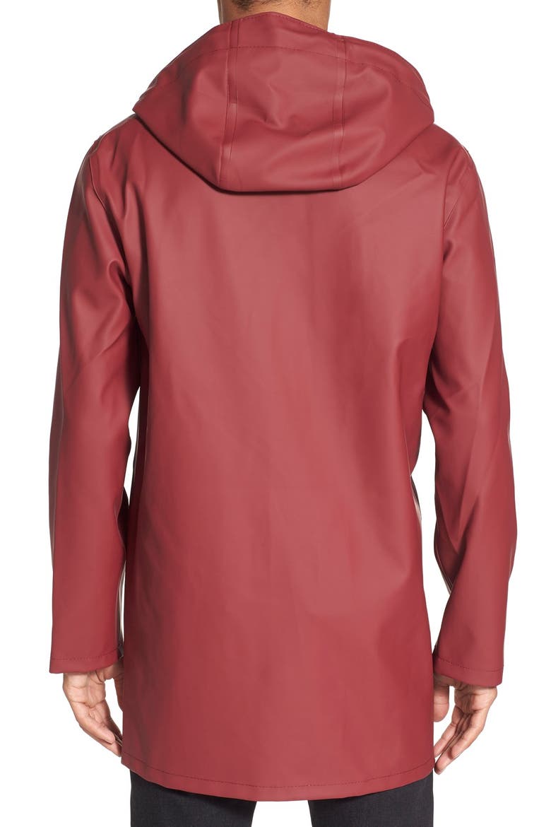 Stockholm Long Sleeve Hooded Raincoat, Alternate, color, BURGUNDY