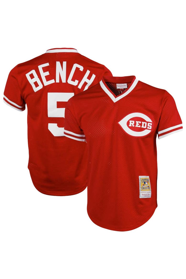 Men's Mitchell & Ness Johnny Bench Red Cincinnati Reds Cooperstown Collection Big & Tall Mesh Batting Practice Jersey, Alternate, color, Red