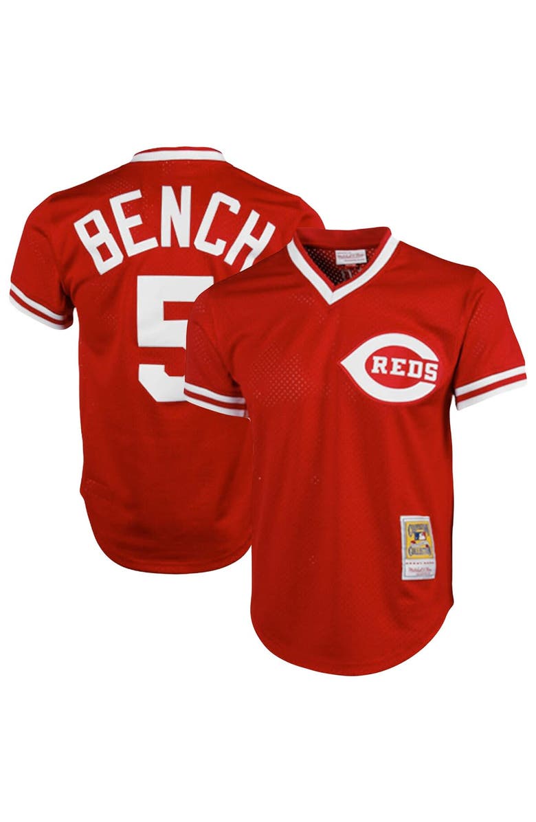 Mitchell & Ness Men's Mitchell & Ness Johnny Bench Red Cincinnati Reds Cooperstown Collection Big & Tall Mesh Batting Practice Jersey, Alternate, color, Red