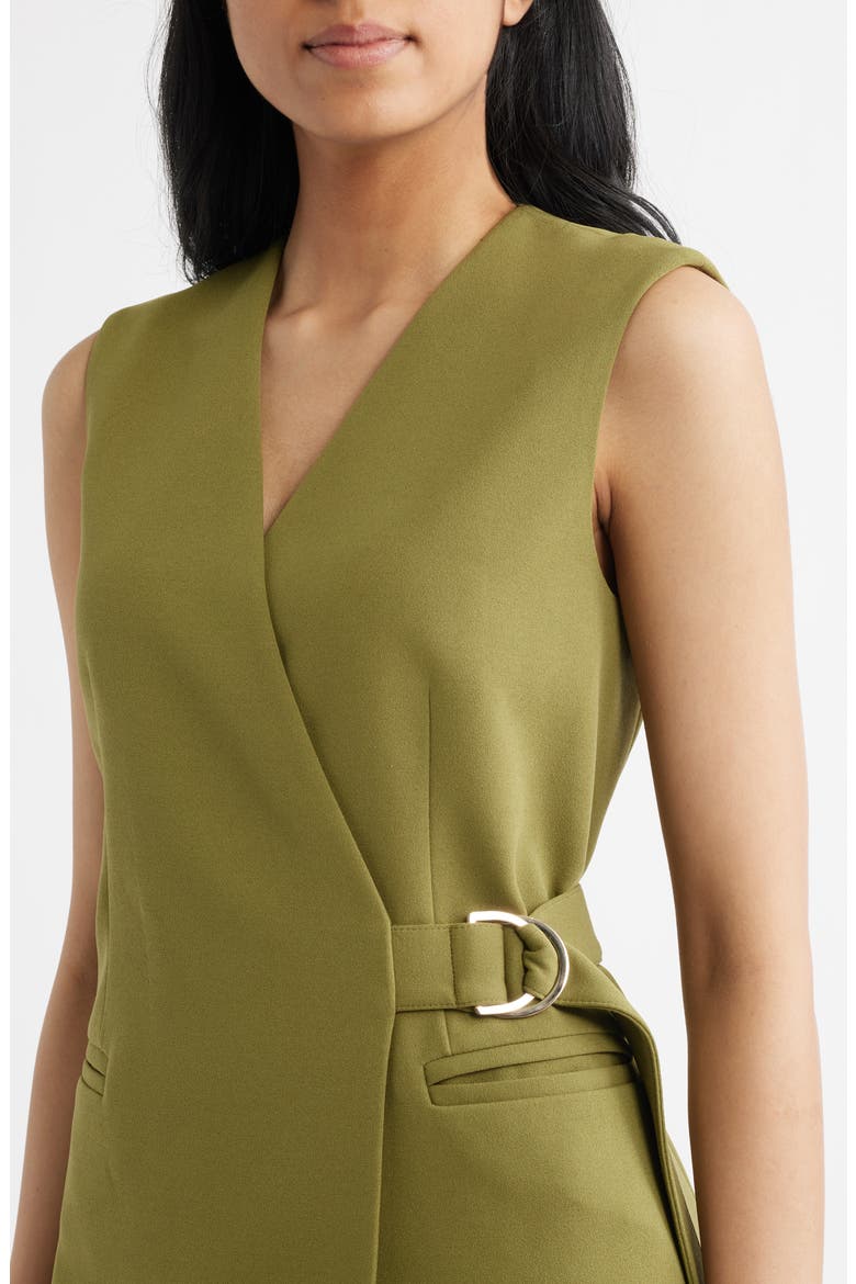 Longline Crepe Wrap Vest, Alternate, color, BAY LEAF