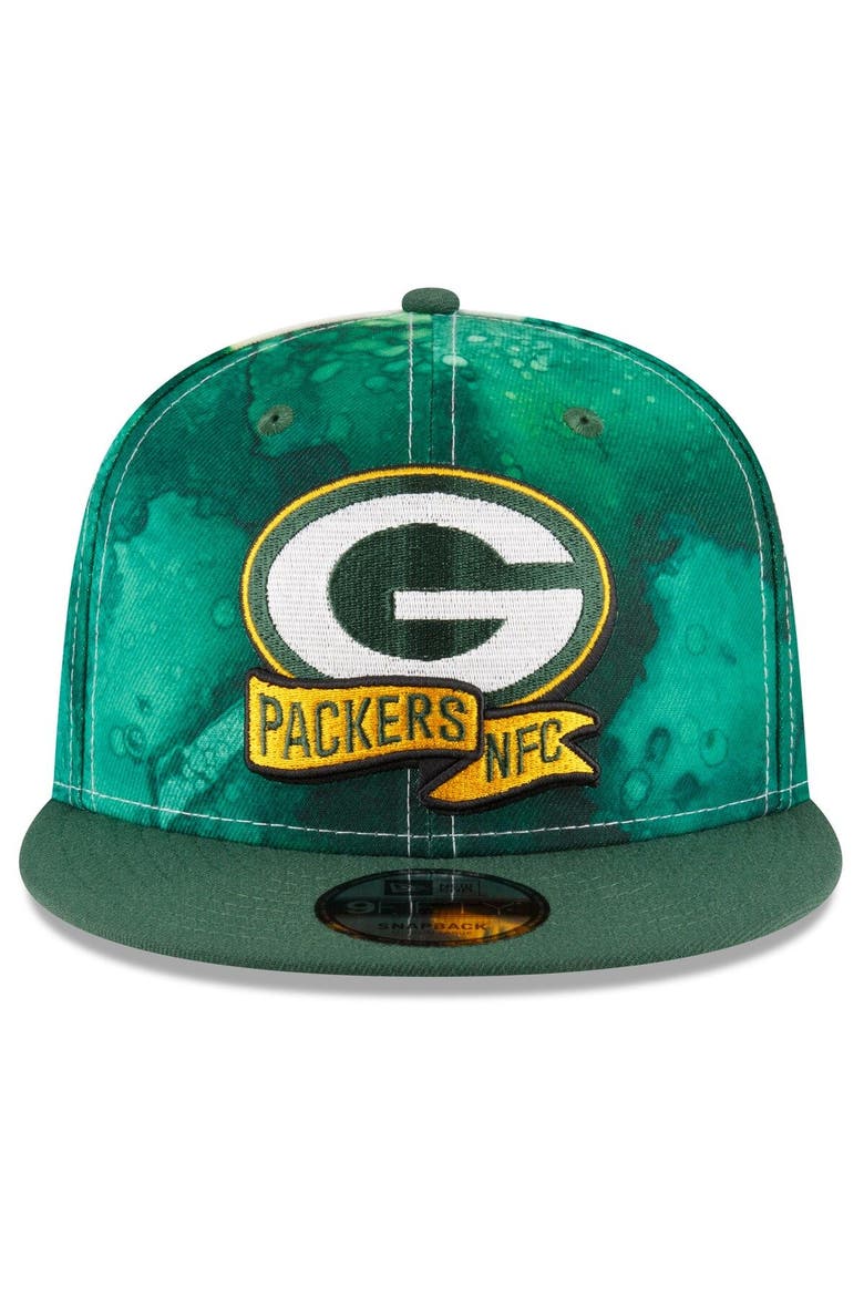 Men's New Era  Green Bay Packers 2022 Sideline 9FIFTY Ink Dye Snapback Hat, Alternate, color, Green