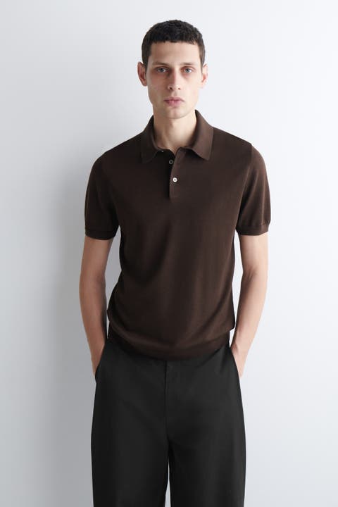Slim Knitted Silk Polo Shirt