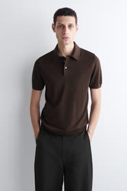 COS Slim Knitted Silk Polo Shirt