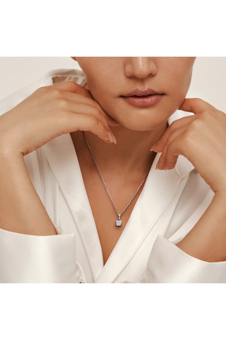 Lab-Grown Diamond Solitaire Necklace Sterling Silver, Alternate, color, 3/4 ct.