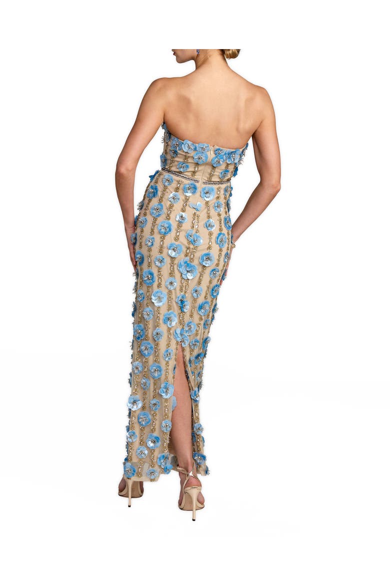 Beaded Sequin Mesh Strapless Ankle Dress, Alternate, color, Nude Blue