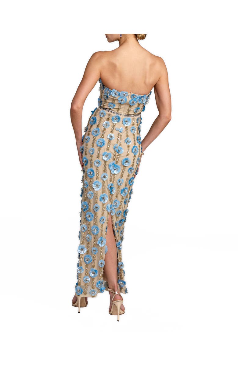 Mac Duggal Beaded Sequin Mesh Strapless Ankle Dress, Alternate, color, Nude Blue