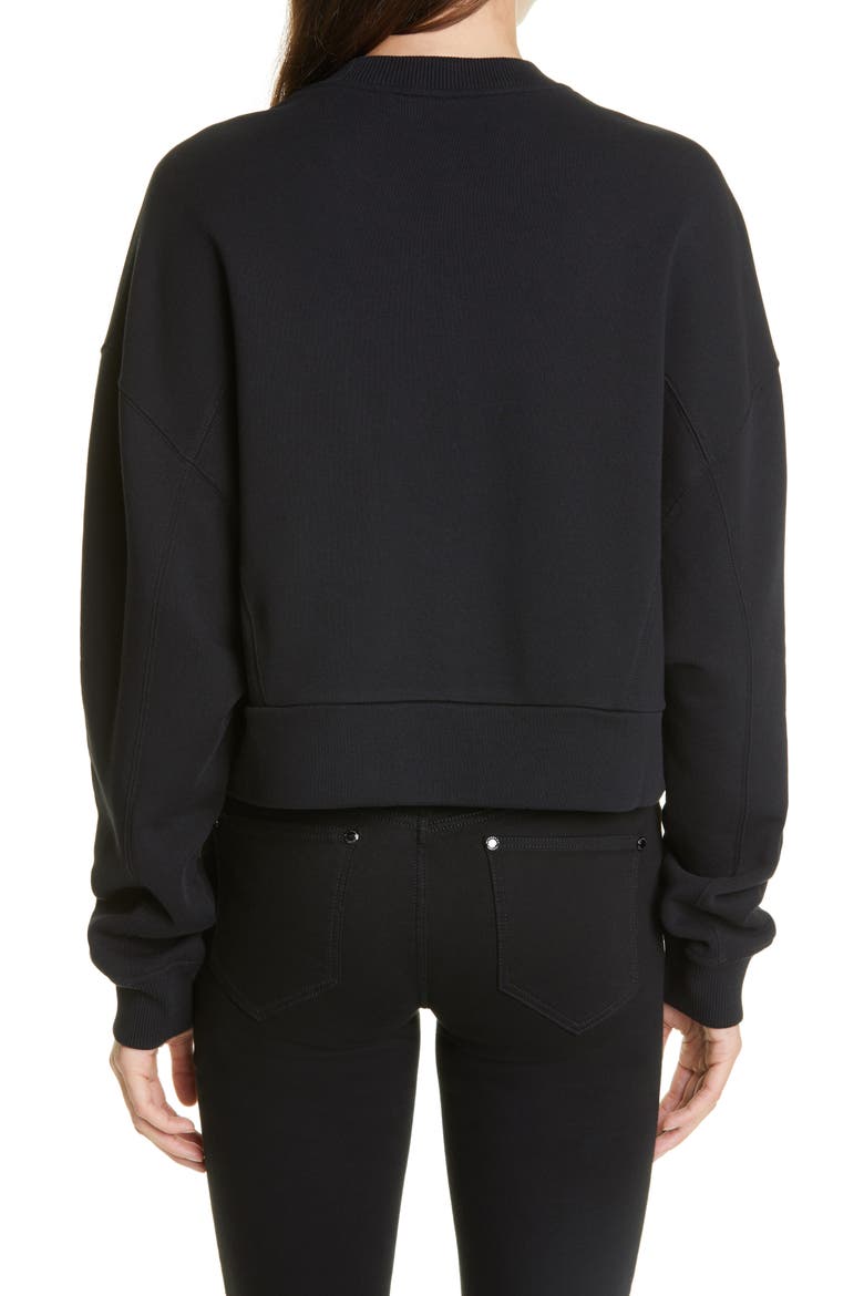 Logo Graphic Crop Cotton Sweatshirt, Alternate, color, BLACK