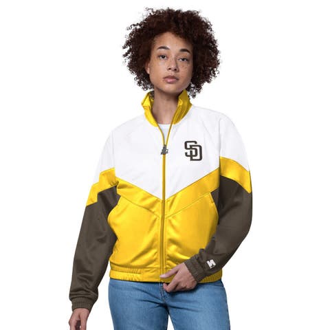 Women
s Starter  White/Gold San Diego Padres Teamwork Raglan Full-Zip Track Jacket