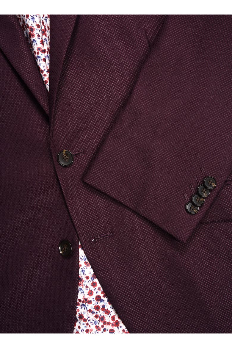 Burgundy Peak Lapel Slim Fit Blazer, Alternate, color, BURGUNDY
