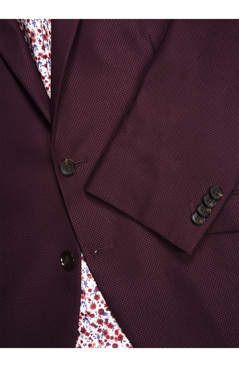 SAVILE ROW CO Burgundy Peak Lapel Slim Fit Blazer, Alternate, color, 