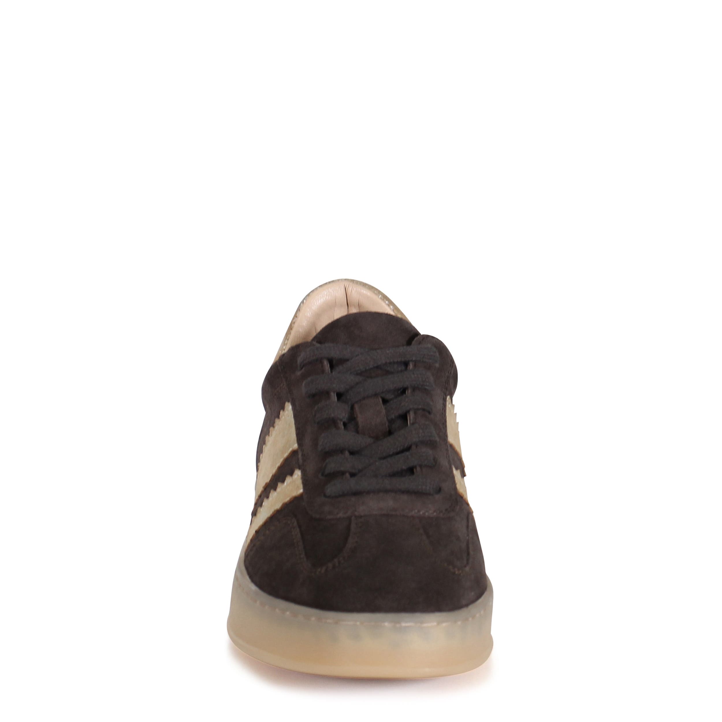 Diba True JON QWILL Lace Up Suede Sneaker, Alternate, color, Dark Brown/Gold