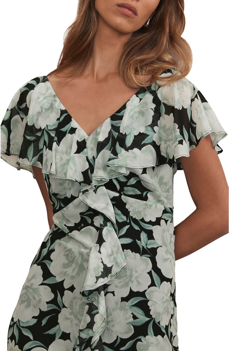 MINT VELVET Floral Print Ruffle Maxi Dress, Alternate, color, Green