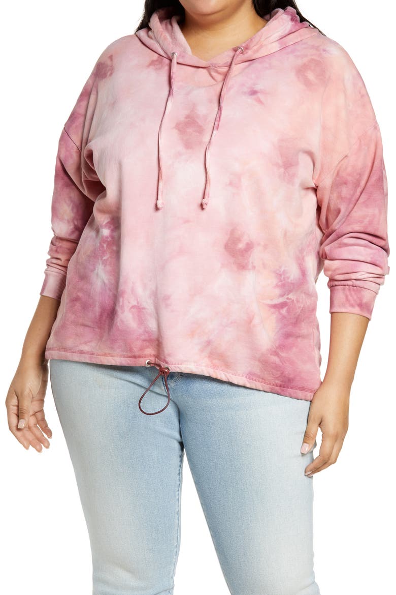 Women's Tie Dye Fleece Hoodie, Main, color, PINK- PURPLE TIE DYE
