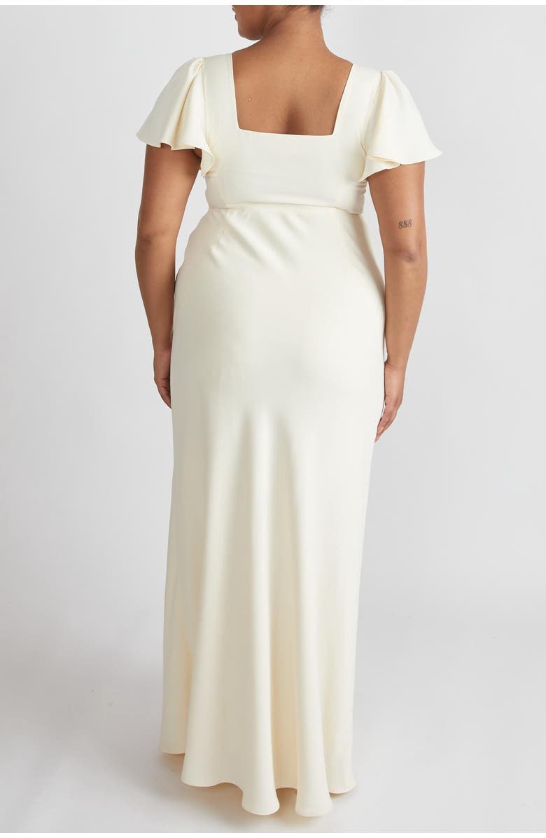 Six Stories Square Neck Crepe Bridesmaid Dress, Alternate, color, Almond