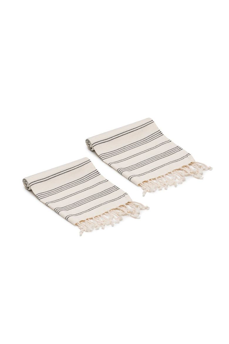 Heritage Stripe Turkish Cotton Hand Towels - Set of 2, Main, color, Black
