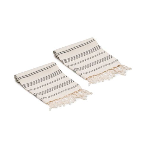 Heritage Stripe Turkish Cotton Hand Towels - Set of 2