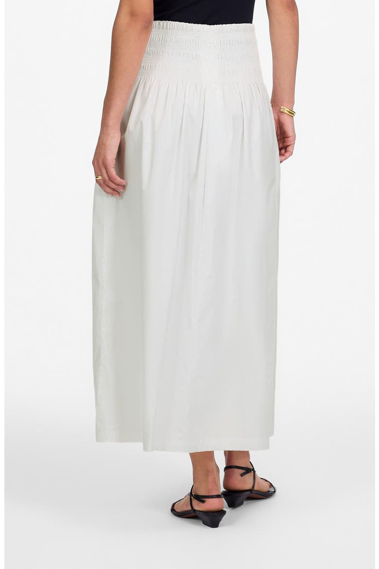 Smocked Waist Cotton Poplin Midi Skirt, Alternate, color, WHITE