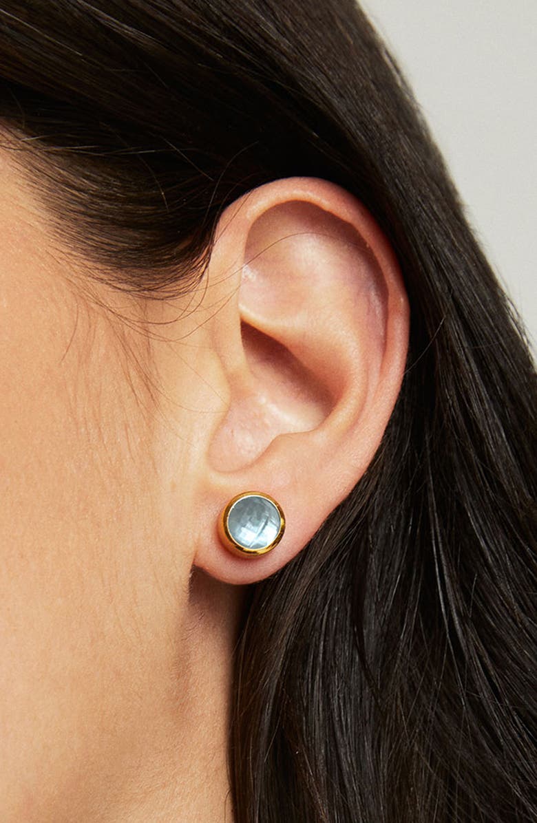 Dean Davidson Signature Midi Stud Earrings, Alternate, color, Iridescent Sky Blue/ Gold