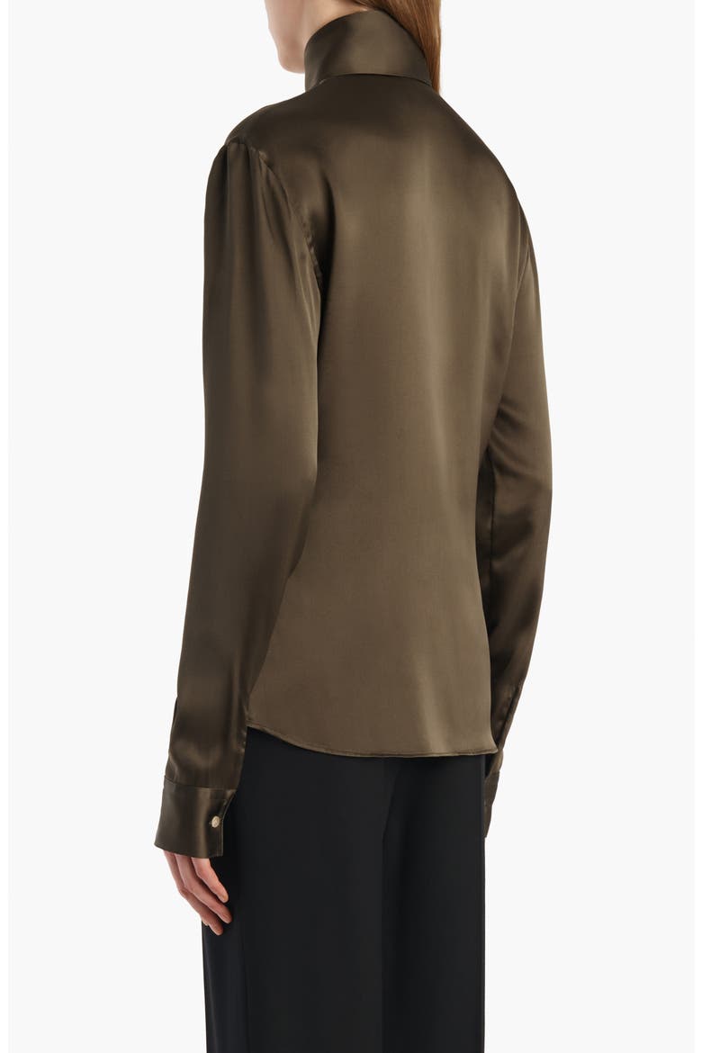 Ivy Silk Button-Up Shirt, Alternate, color, DARK OLIVE