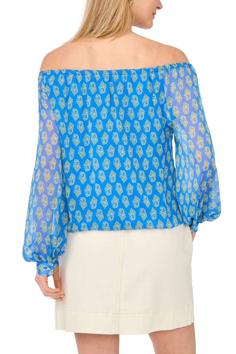 Floral Off the Shoulder Top, Alternate, color, PALACE BLUE