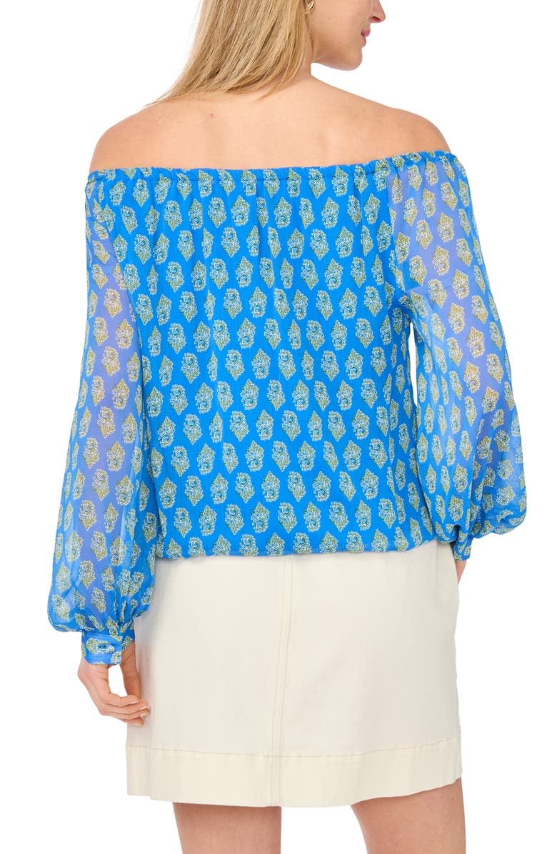 Vince Camuto Floral Off the Shoulder Top, Alternate, color, Palace Blue