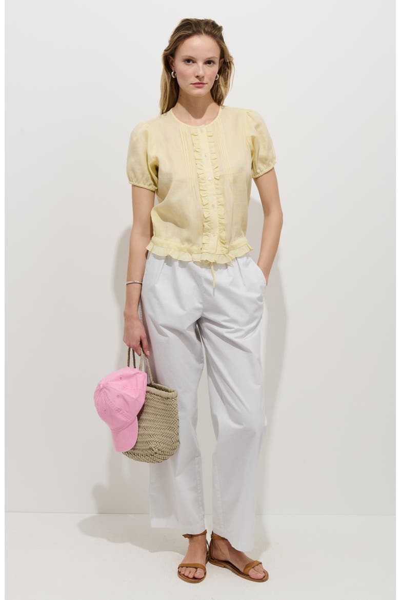 Brittany Ruffle Pintuck Top, Alternate, color, PEAR