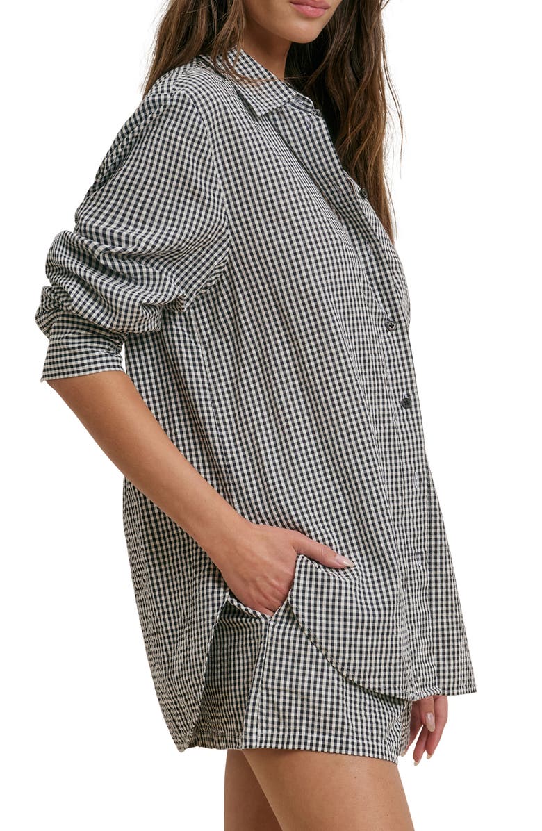 Favorite Daughter The Boyfriend Check Print Woven Shirt, Alternate, color, Navy/ White