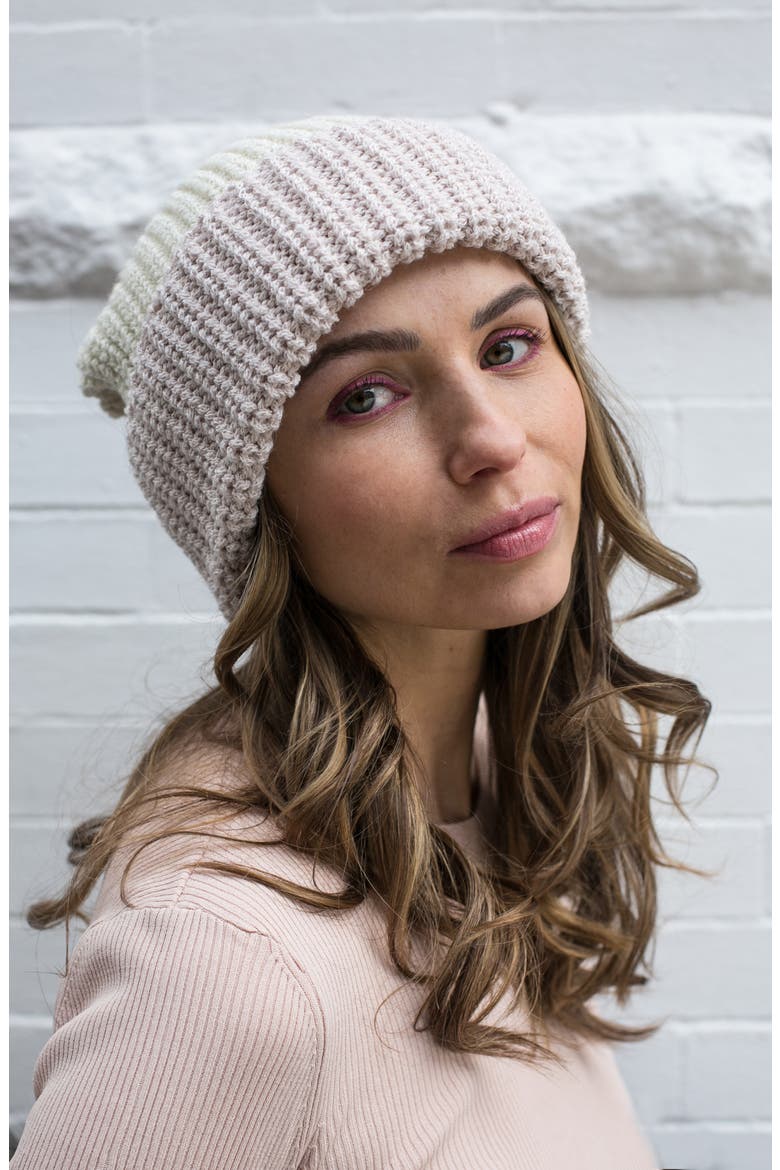 Grand Alpaca Beanie, Alternate, color, BLACK/ WHITE/ ROSE