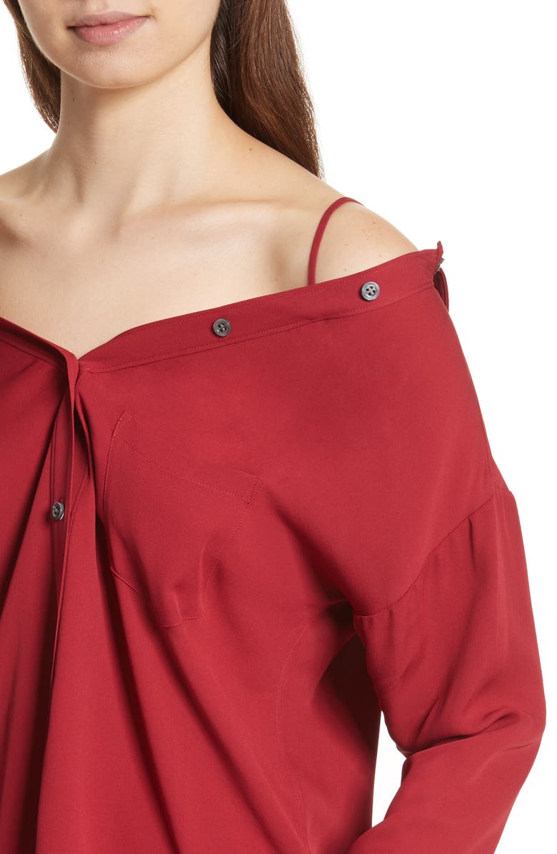 Theory Tamalee Silk Shirt, Alternate, color, Bright Raspberry