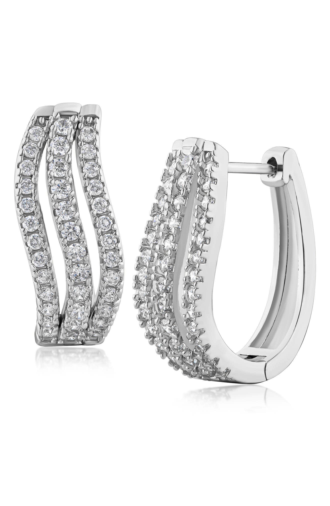 CZ by Kenneth Jay Lane Cubic Zirconia Triple Wave Hoop Earrings