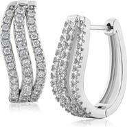 CZ by Kenneth Jay Lane Cubic Zirconia Triple Wave Hoop Earrings