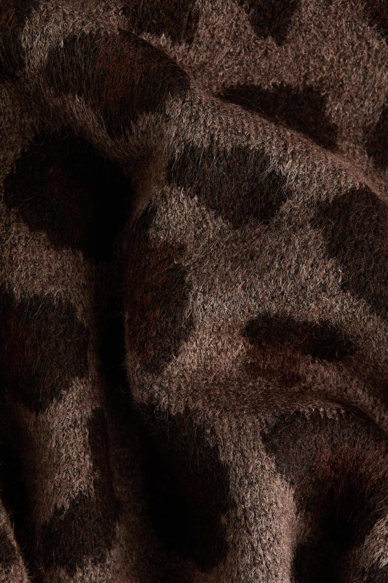 Jacquard-knit Mock Turtleneck Sweater, Alternate, color, Taupe/leopard print